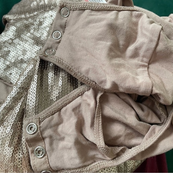 Anthropologie Floreat Sequin Mock Neck Gold Sleeveless Keyhole Bodysuit NWT Sz S - Picture 12 of 12